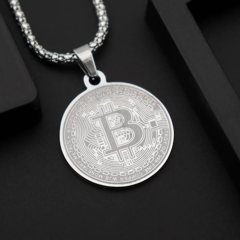 Bitcoin halsband silver