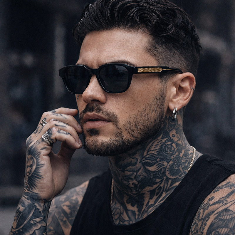 Lyxiga svarta solglasögon för herrar 2026